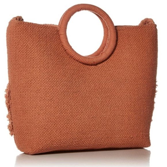 NWT Nanette Lepore Rust Trendy Woven Ring Tote Bag - Picture 4 of 7